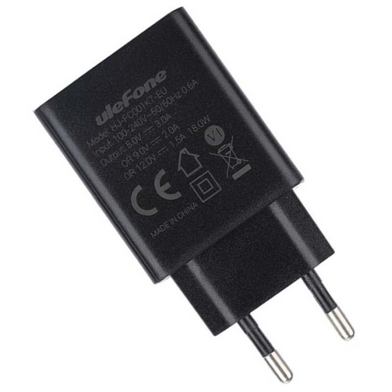 Φορτιστής Ταξιδίου USB Ulefone 18W 5V/9V/12V-3A HJ-FC001K7-EU (BLACK) Φορτιστής Ταξιδίου USB Ulefone 18W 5V/9V/12V-3A HJ-FC001K7-EU (BLACK)