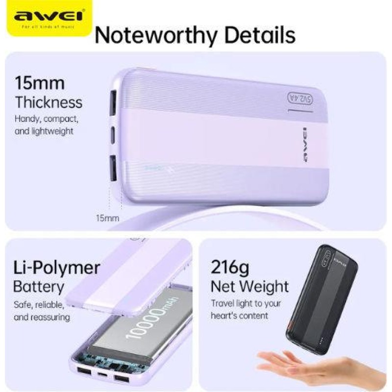 Awei P20K Powerbank 10000mAh (BLACK) Awei P20K Powerbank 10000mAh (BLACK)