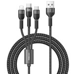 Καλώδιο Φόρτισης Recci RTC-T12 3 σε 1 66W (Lightning, Type-C, Micro) 120cm – Black