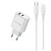 Awei Φορτιστής με Θύρα USB-A και USB-C και Καλώδιο USB-C / Lightning 22.5W PD Λευκός (PD81)