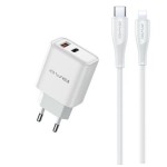 Awei Φορτιστής με Θύρα USB-A και USB-C και Καλώδιο USB-C / Lightning 22.5W PD Λευκός (PD81) Awei Φορτιστής με Θύρα USB-A και USB-C και Καλώδιο USB-C / Lightning 22.5W PD Λευκός (PD81)