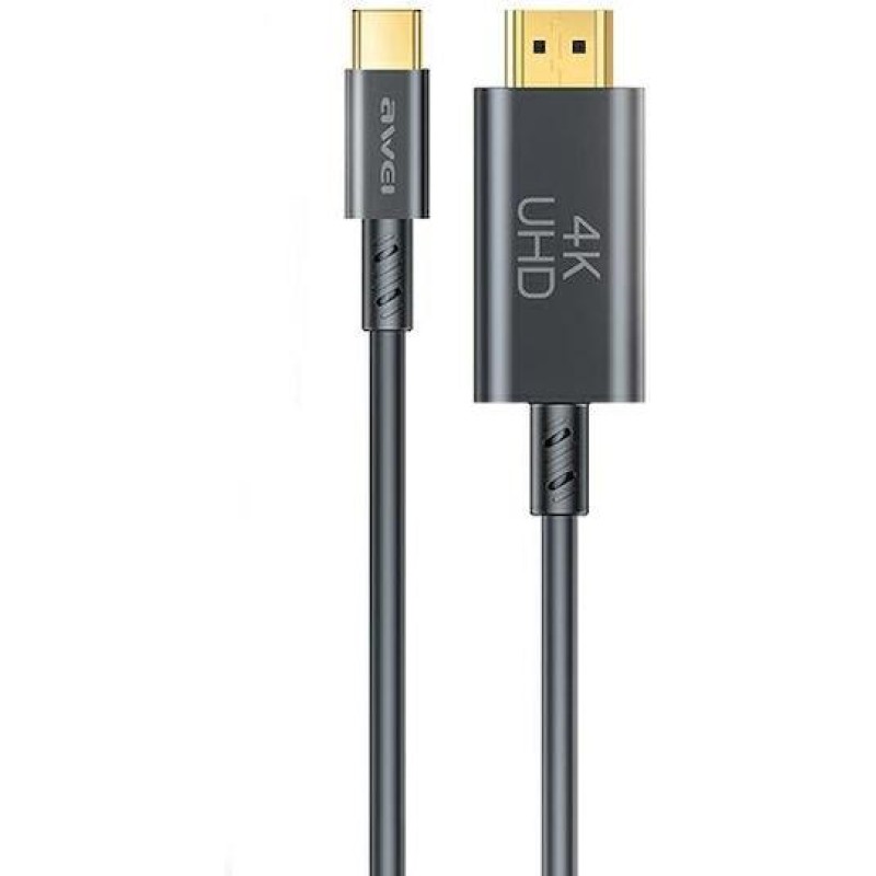 Awei USB-C male - HDMI male 1.80m Μαύρο Awei USB-C male - HDMI male 1.80m Μαύρο