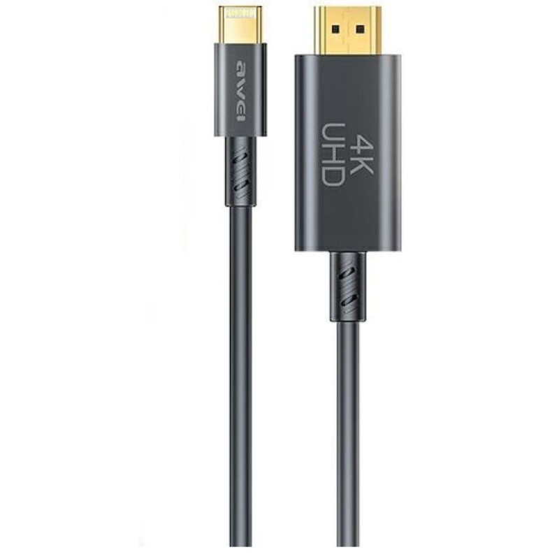 Awei Lightning male - HDMI male 1.80m Μαύρο