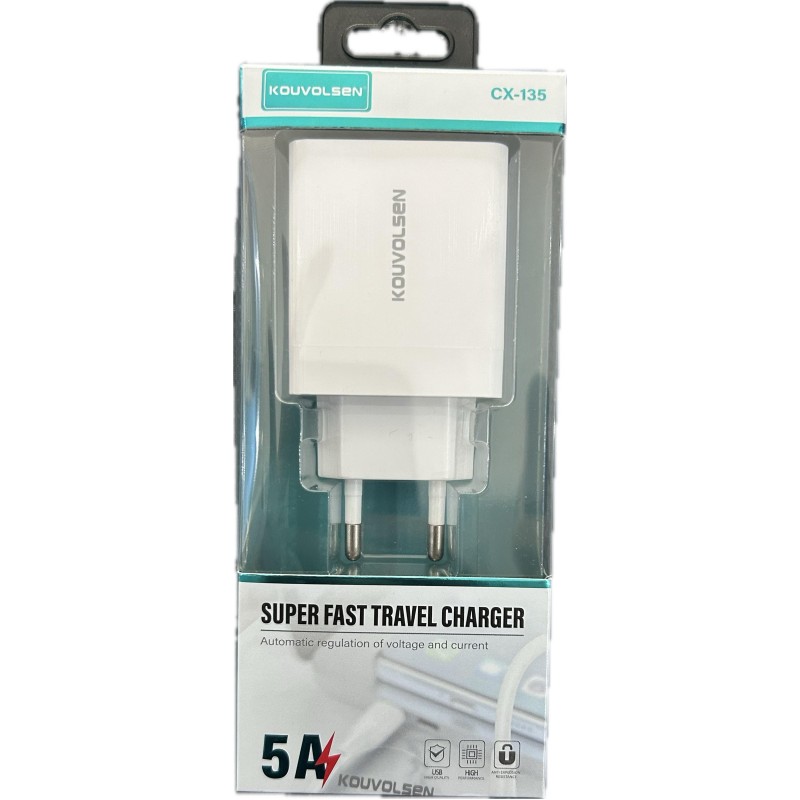 Kouvolsen CX-135 Φορτιστής με Θύρα USB-A Quick Charge 3.0 Λευκός Kouvolsen CX-135 Φορτιστής με Θύρα USB-A Quick Charge 3.0 Λευκός