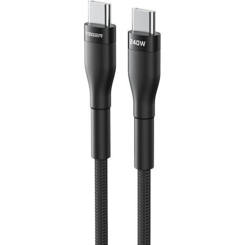 Veger USB 2.0 Cable USB-C male - USB-C 240W PD Μαύρο 1.5m Veger USB 2.0 Cable USB-C male - USB-C 240W PD Μαύρο 1.5m