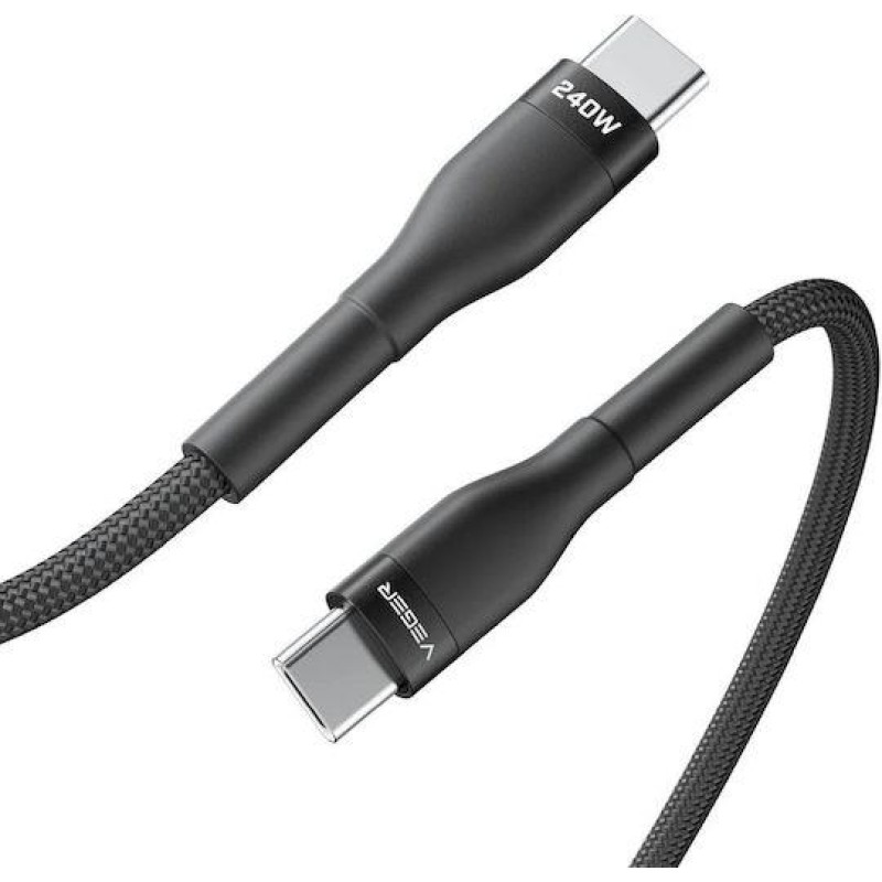 Veger USB 2.0 Cable USB-C male - USB-C 240W PD Μαύρο 1.5m Veger USB 2.0 Cable USB-C male - USB-C 240W PD Μαύρο 1.5m
