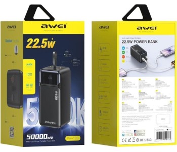 Awei PA-106 Powerbank 50.000mAh 22.5W PD – 1x USB-C + 2x USB-A